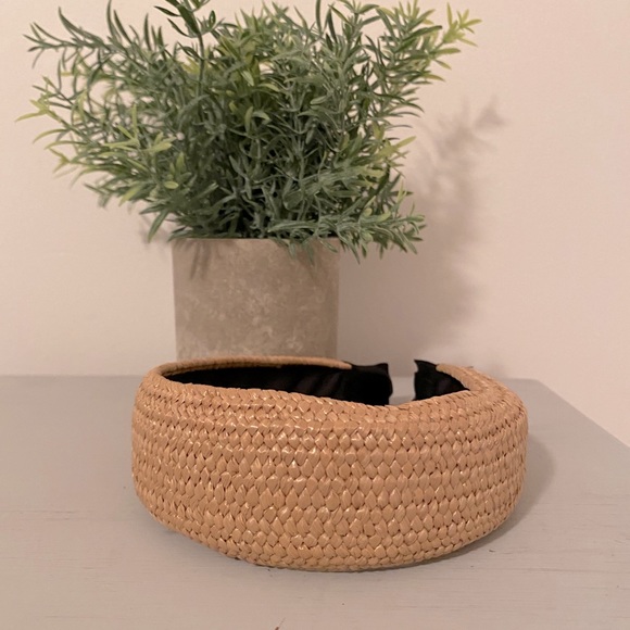 NEW Women's Braid Straw Tan Headband - Picture 3 of 5
